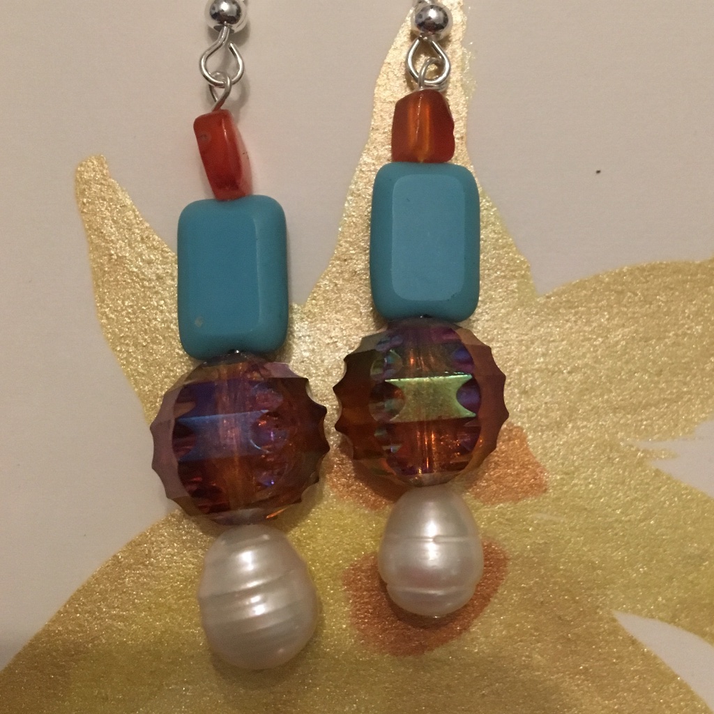 Best Blues Disco Beach Earrings Semiprecious Handmade Sterling Silver